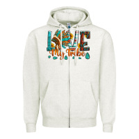 Oatmeal Heather love my tribe native american indian headdress Zipper Hoodie - Artiststas
