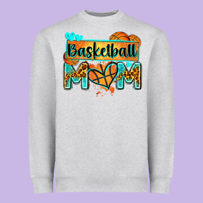 Basketball Mom With Leopard Heavyweight Sweatshirt Designed By Zillion Design Studio