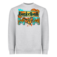 Heather Grey basketball mom with leopard Heavyweight Sweatshirt - Zillion Design Studio