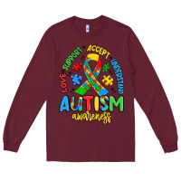 Burgundy love support accept understand autism awareness Long Sleeve Tee - Artiststas