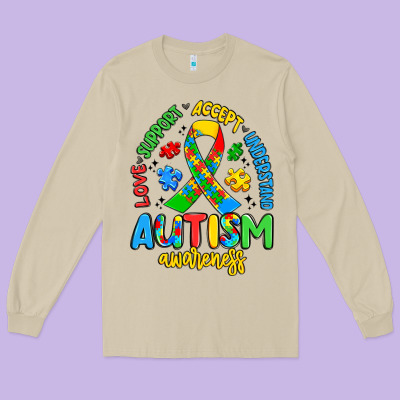 Love Support Accept Understand Autism Awareness Long Sleeve Tee Designed By Artiststas