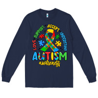 Navy love support accept understand autism awareness Long Sleeve Tee - Artiststas