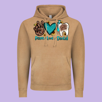 Peace Love Dental Vintage Hoodie Designed By Jahusdesignshop
