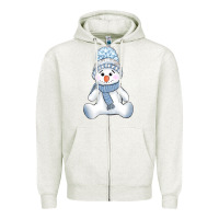 Oatmeal Heather winter snowman Zipper Hoodie - AdoDesignShop