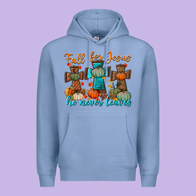 Fall For Jesus He Never Leaves Premium Hoodie Designed By Bundleandbundleshop