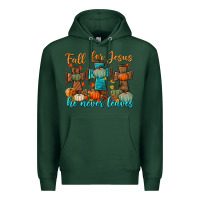 Sports Green fall for jesus he never leaves Premium Hoodie - BundleAndBundleShop