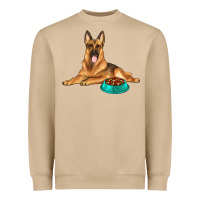 Mushroom german shepherd with food bowl Heavyweight Sweatshirt - texasbilliewilder