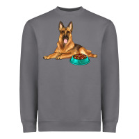 German Shepherd With Food Bowl Heavyweight Sweatshirt | Teevron