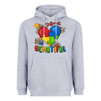 Heather Grey different is beautiful autism Heavyweight Hoodie - MaliasSmallBusiness