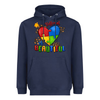 Navy different is beautiful autism Heavyweight Hoodie - MaliasSmallBusiness