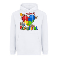 White different is beautiful autism Heavyweight Hoodie - MaliasSmallBusiness