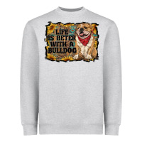 Heather Grey life is better with a bulldog Heavyweight Sweatshirt - RanaPortraitStore