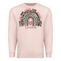 Pale Pink teacher rainbow Premium Sweatshirt - MaliasSmallBusiness