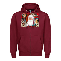 Burgundy cowhide santa cookie socks background Zipper Hoodie - AdoDesignShop