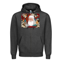 Charcoal Heather cowhide santa cookie socks background Zipper Hoodie - AdoDesignShop