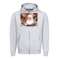 Heather Grey cowhide santa cookie socks background Zipper Hoodie - AdoDesignShop