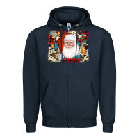 Navy cowhide santa cookie socks background Zipper Hoodie - AdoDesignShop