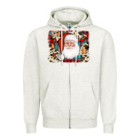 Oatmeal Heather cowhide santa cookie socks background Zipper Hoodie - AdoDesignShop