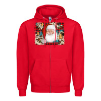 Red cowhide santa cookie socks background Zipper Hoodie - AdoDesignShop
