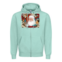 Seafoam cowhide santa cookie socks background Zipper Hoodie - AdoDesignShop