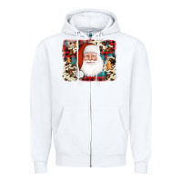 White cowhide santa cookie socks background Zipper Hoodie - AdoDesignShop