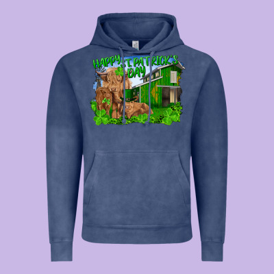 Happy St. Patrick's Day Cattle And Calfs Vintage Hoodie Designed By Ranaportraitstore
