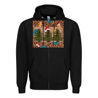 Black Christmas trees leopard Zipper Hoodie - AdoDesignShop