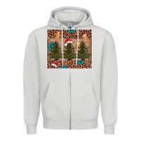 Dove Grey Christmas trees leopard Zipper Hoodie - AdoDesignShop