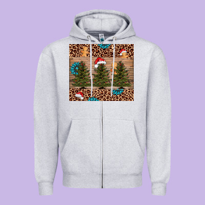 Christmas Trees Leopard Zipper Hoodie Designed By Adodesignshop