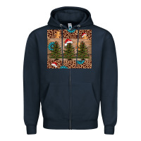 Navy Christmas trees leopard Zipper Hoodie - AdoDesignShop