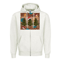 Oatmeal Heather Christmas trees leopard Zipper Hoodie - AdoDesignShop