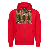 Red Christmas trees leopard Zipper Hoodie - AdoDesignShop