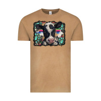 Western Background Turquoises Gemstones Black And White Baby Cow Vintage Tee | Teevron