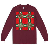 Burgundy retro christmas seamless pattern Long Sleeve Tee - BundleAndBundleShop