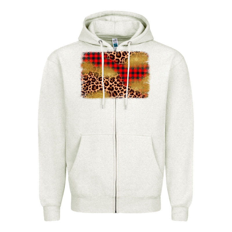 Christmas Leopard Glitter Background Zipper Hoodie by AdoDesignShop | Teevron