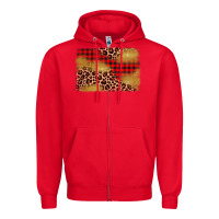 Red christmas leopard glitter background Zipper Hoodie - AdoDesignShop