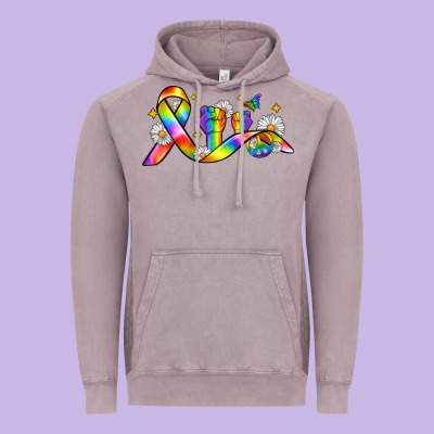 Pride Ribbon Vintage Hoodie Designed By Zillion Design Studio