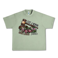 Oil Green just a woman who loves justice Urban Heavy Tee - SublimationCraftShop