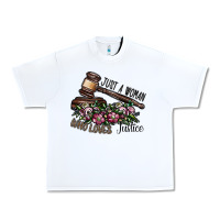 White just a woman who loves justice Urban Heavy Tee - SublimationCraftShop