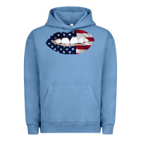 Pigment Pebble Blue Lips American Flag Urban Hoodie - Bettercallsaul