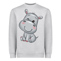 Heather Grey hippo Heavyweight Sweatshirt - texasbilliewilder