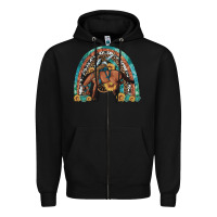 Black bucking bronco rodeo rainbow Zipper Hoodie - Artiststas