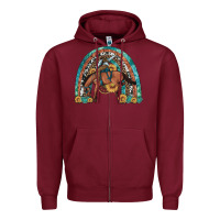 Burgundy bucking bronco rodeo rainbow Zipper Hoodie - Artiststas