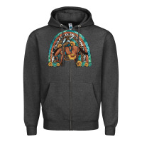 Charcoal Heather bucking bronco rodeo rainbow Zipper Hoodie - Artiststas