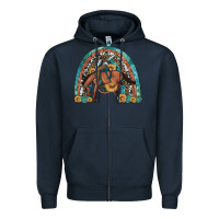 Navy bucking bronco rodeo rainbow Zipper Hoodie - Artiststas