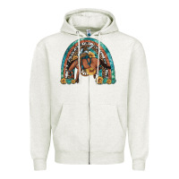 Oatmeal Heather bucking bronco rodeo rainbow Zipper Hoodie - Artiststas