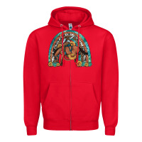 Red bucking bronco rodeo rainbow Zipper Hoodie - Artiststas