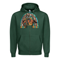 Sports Green bucking bronco rodeo rainbow Zipper Hoodie - Artiststas