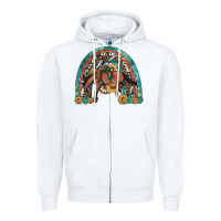 White bucking bronco rodeo rainbow Zipper Hoodie - Artiststas