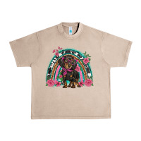 French Oak dachshund dog pink  floral rainbow Urban Heavy Tee - BarkalooDesign